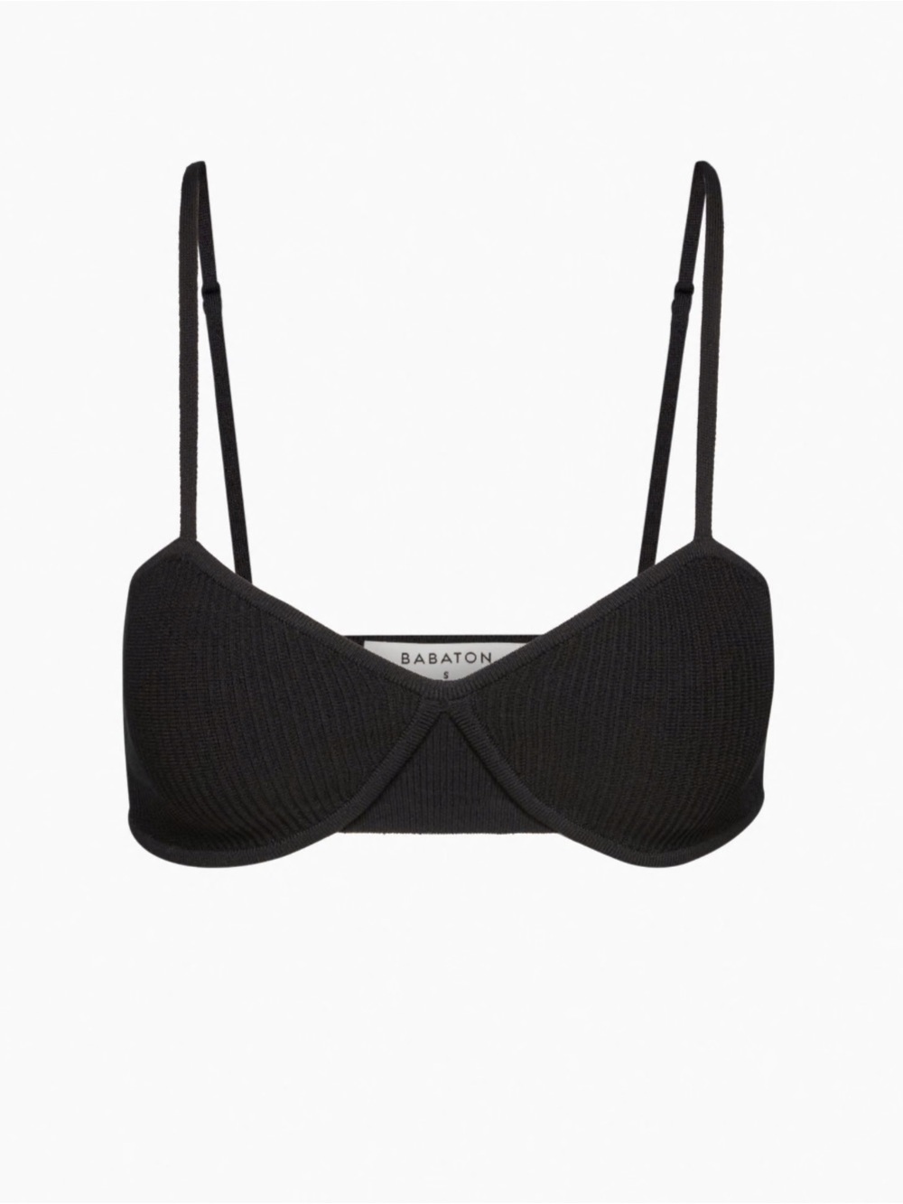 Babaton Black Ribbed Bra Top
